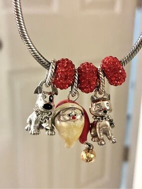925 Christmas Charm Pandora style Bracelet Santa Dog Cat Charms